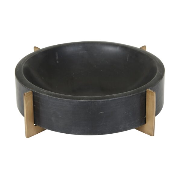 Ridge Round Bowl - S - BkMarb/Brass