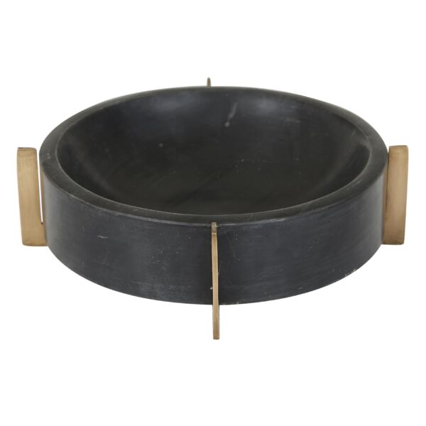 Ridge Round Bowl - S - BkMarb/Brass