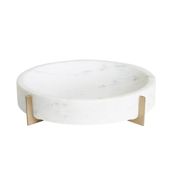 Ridge Lg Rnd Bowl-White/Brass