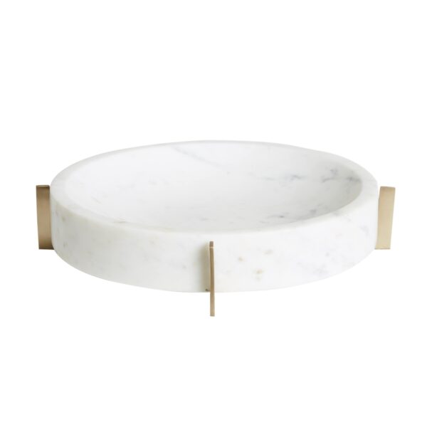 Ridge Lg Rnd Bowl-White/Brass