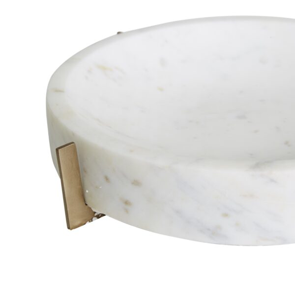 Ridge Lg Rnd Bowl-White/Brass