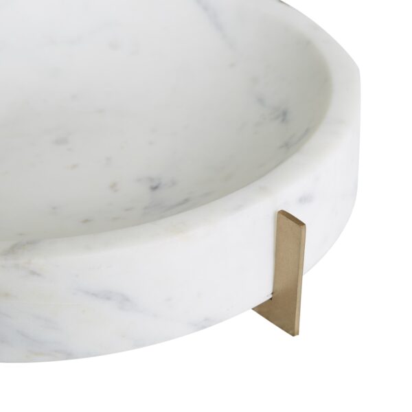 Ridge Lg Rnd Bowl-White/Brass