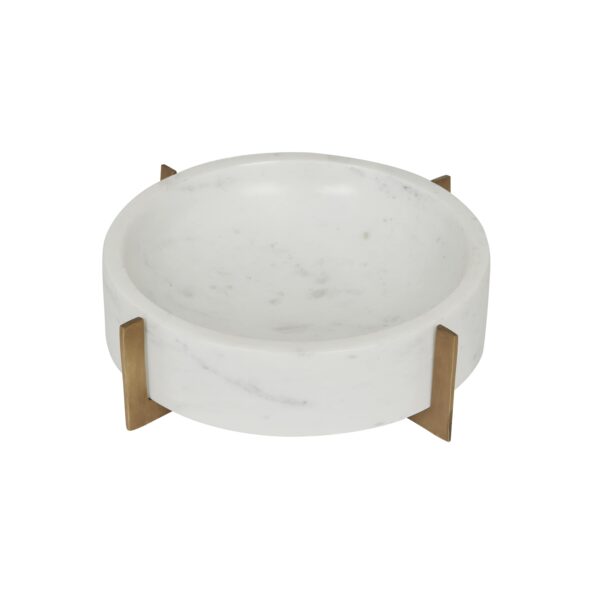 Ridge Round Bowl - S - WhMarb/Brass