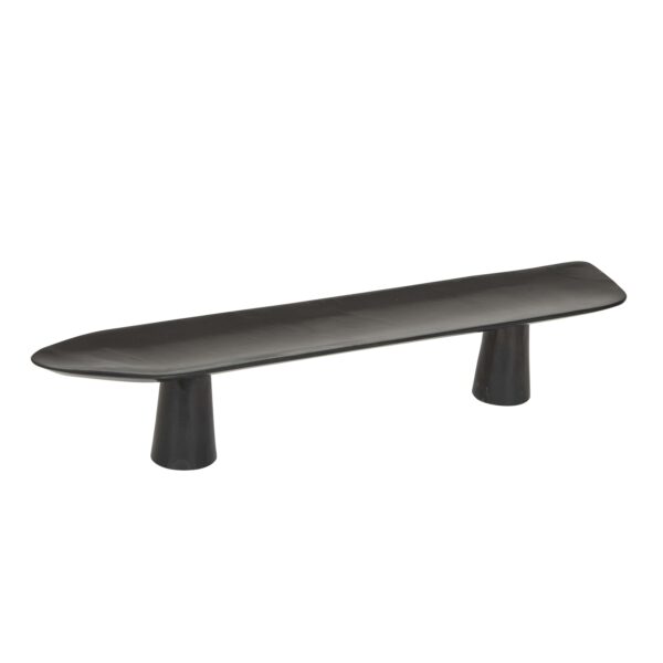 Ridge Marble Footed Platter-Bk
