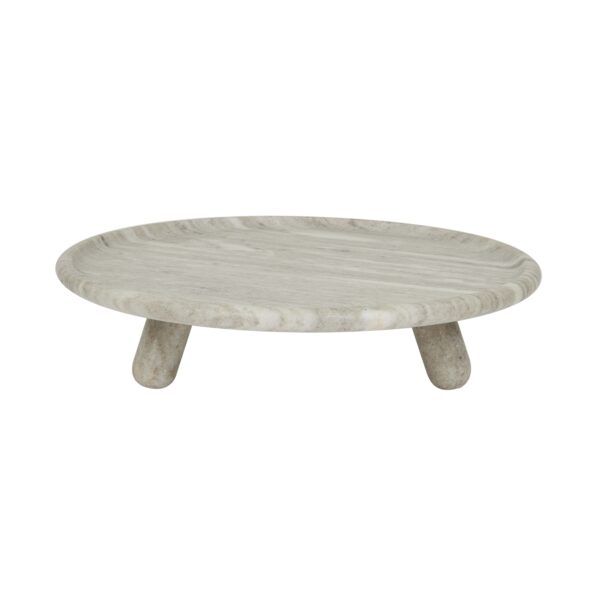 Ridge Marble Rnd Foot Platter-Be