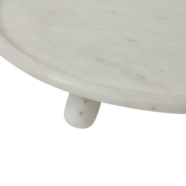 Ridge Marb Rnd Foot Platter-Wh
