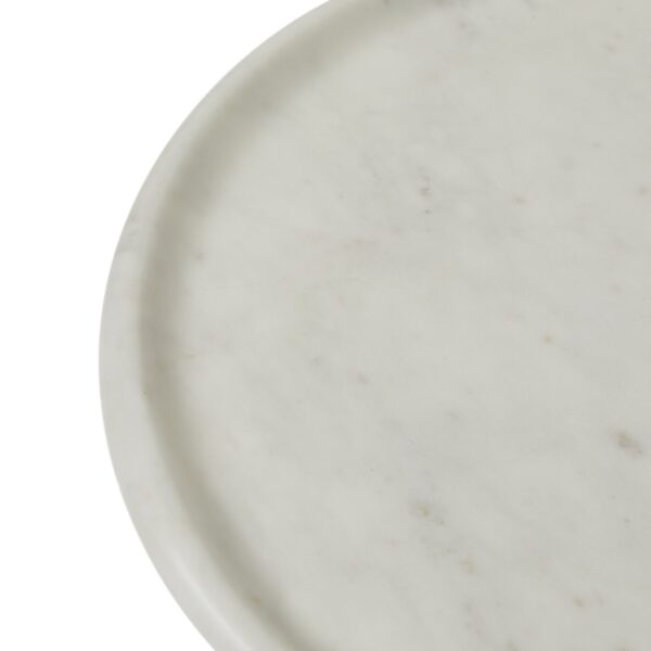 Ridge Marb Rnd Foot Platter-Wh