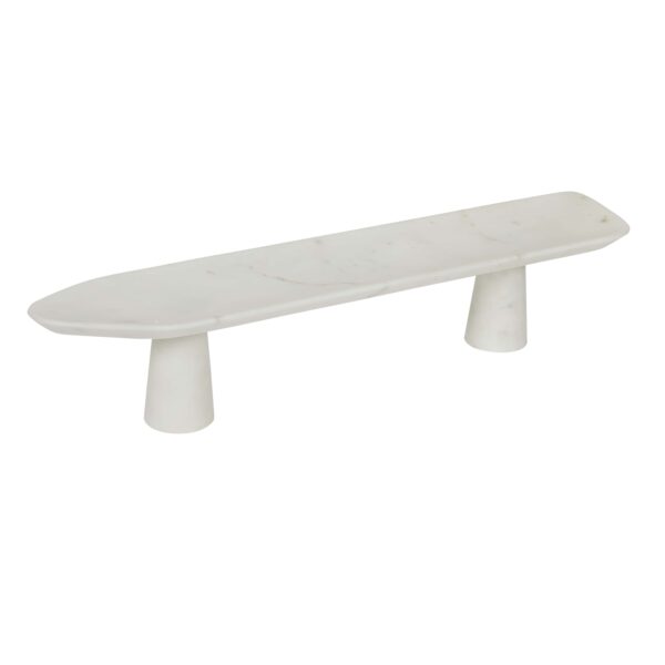 Ridge Marble Footed Platter-Wh