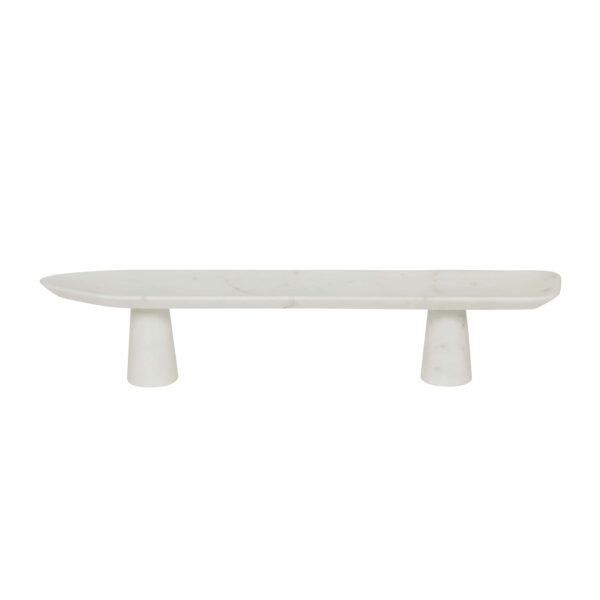 Ridge Marble Footed Platter-Wh