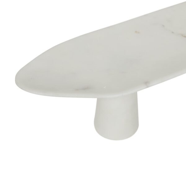 Ridge Marble Footed Platter-Wh