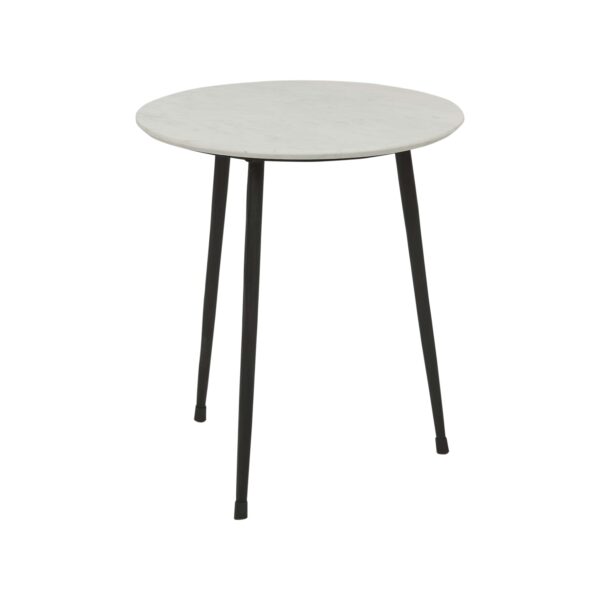 Ridge Marble Side Table-Wh/Bk