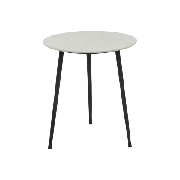 Ridge Marble Side Table-Wh/Bk