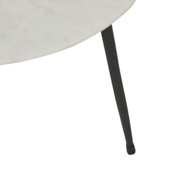 Ridge Marble Side Table-Wh/Bk