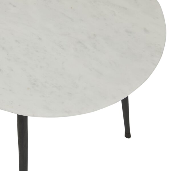 Ridge Marble Side Table-Wh/Bk